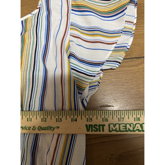 IZ Byer Stripe Top Blouse Tie in Back Size Small Polyester Office Party Teacher - Picture 5 of 10